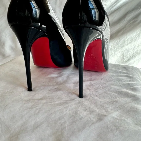 Christian Louboutin Pigalle 100mm Black Patent Pumps US 7 Worn Once - Picture 4 of 9